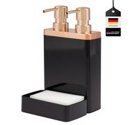 bremermann Sink Organiser with Double Detergent Dispenser and Sponge Holder (Black/Rose Gold)