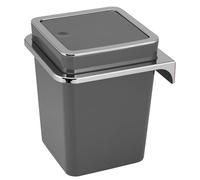 bremermann square cosmetics bin SAVONA with swing lid, incl. wall bracket for gluing or drilling, for guest WC and bathroom made of plastic, 6 liter capacity (Gray)