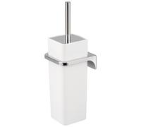 bremermann square toilet set SAVONA incl. wall bracket for gluing or drilling & 1 spare brush head - made of plastic, white
