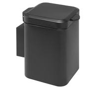 bremermann square wall-mounted cosmetic bin including wall bracket, waste bin with 2-way mounting, for gluing or drilling, 3 litre capacity, made of black metal