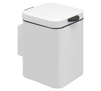 bremermann square wall-mounted cosmetic bin including wall bracket, waste bin with 2-way mounting, for gluing or drilling, 3 litre capacity, made of white metal