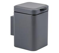 bremermann square wall-mounted cosmetic bin including wall bracket, waste bin with 2-way mounting, for gluing or drilling, 3 litre capacity, made of grey metal