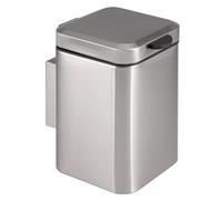 bremermann square wall-mounted cosmetic bin including wall bracket, waste bin with 2-way mounting, waste bin for gluing or drilling, 3 litre capacity, stainless steel