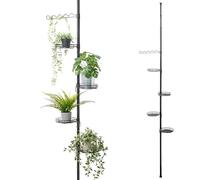 bremermann Storage Rack, Black Metal Telescopic Flower Shelf with 4 Adjustable Shelves, for Indoor Home Use in Bathroom, Kitchen, Living Room