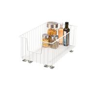 bremermann telescopic basket pull-out 30 cm wide with shelf, with telescopic rails, ideal for kitchen, bathroom & bedroom, made of metal (White)