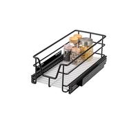 bremermann telescopic drawer 30 cm with shelf, for retrofitting, with ball-bearing telescopic runners, ideal for kitchen, bathroom & bedroom, made of metal (Black)