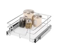 bremermann telescopic drawer 45 cm with shelf, for retrofitting, with ball-bearing telescopic runners, ideal for kitchen, bathroom & bedroom, made of metal (Chrome)
