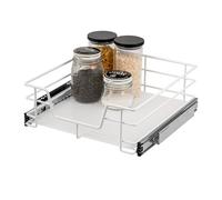 bremermann telescopic drawer 50 cm with shelf, for retrofitting, with ball-bearing telescopic runners, ideal for kitchen, bathroom & bedroom, made of metal (White)
