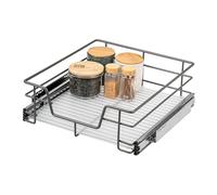 bremermann telescopic drawer 50 cm with shelf, for retrofitting, with ball-bearing telescopic runners, ideal for kitchen, bathroom & bedroom, made of metal (Grey)