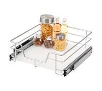 bremermann telescopic drawer 50 cm with shelf, for retrofitting, with ball-bearing telescopic runners, ideal for kitchen, bathroom & bedroom, made of metal (Chrome)