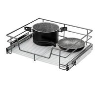 bremermann Telescopic drawer, 60 cm wide, with shelf, telescopic rails, pull-out cabinet, ideal for kitchens and bathrooms, made of metal (Gray)