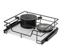 bremermann Telescopic drawer, 60 cm wide, with shelf, telescopic rails, pull-out cabinet, ideal for kitchens and bathrooms, made of metal (Black)