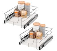 bremermann Telescopic Drawers Set of 2 - 40 cm with Shelf, Kitchen Drawer for Retrofitting, Full Extension with Telescopic Rails, Ideal for Kitchen, Bathroom & Bedroom, Made of Metal (Chrome)