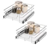 bremermann Telescopic Drawers Set of 2 - 45 cm with Shelf, Kitchen Drawer for Retrofitting, Full Extension with Telescopic Rails, Ideal for Kitchen, Bathroom & Bedroom, Metal (Chrome)