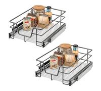 bremermann Telescopic Drawers Set of 2 - 45 cm with Shelf, Kitchen Drawer for Retrofitting, Full Extension with Telescopic Rails, Ideal for Kitchen, Bathroom & Bedroom, Metal (Grey)