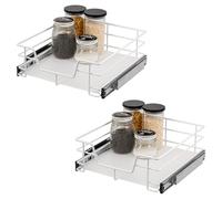 bremermann Telescopic Drawers Set of 2 - 50 cm with Shelf, Kitchen Drawer for Retrofitting, Full Extension with Telescopic Rails, Ideal for Kitchen, Bathroom & Bedroom, Metal (White)