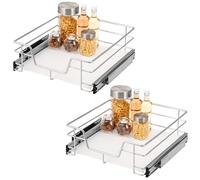 bremermann Telescopic Drawers Set of 2 - 50 cm with Shelf, Kitchen Drawer for Retrofitting, Full Extension with Telescopic Rails, Ideal for Kitchen, Bathroom & Bedroom, Made of Metal (Chrome)