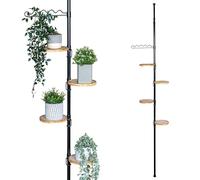 bremermann telescopic flower rack with 4 shelves and climbing aid, versatile for use in the living room, bathroom, or kitchen - variable height from 140 to 290 cm, black