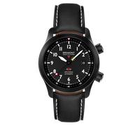 Bremont Watch MBII Custom DLC Black Dial with Anthracite Barrel & Closed Case Back - Grey with White Stitch Leather Pin Buckle BMC-019