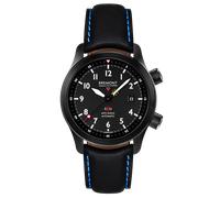 Bremont Watch MBII Custom DLC Black Dial with Green Barrel & Closed Case Back - Black with Blue Stitch Leather Deployment Clasp BMC-133