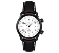 Bremont Watch MBII Custom DLC White Dial with Blue Barrel & Closed Case Back - Black with White Stitch Leather Deployment Clasp BMC-801