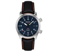 Bremont Watch MBII Custom Stainless Steel Blue Dial with Titanium Barrel & Closed Case Back - Black with Orange Stitch Leather Deployment Clasp BMC-1810