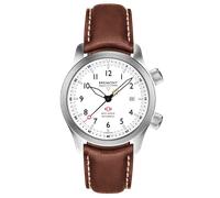 Bremont Watch MBII Custom Stainless Steel White Dial with Bronze Barrel & Open Case Back - Brown with White Stitch Leather Pin Buckle BMC-2008