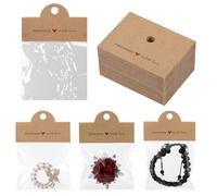 Bremorou 100 Pcs Bracelet Packaging Earring Display Cards With Bags Jewelry Display Bags For Selling Small Business Clear Supplies Key Chains Earrings Necklaces Pouches 3.9 × 3.1 Inches