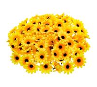Bremorou 100 Pcs Sunflowers Artificial Flowers Yellow Artificial Flower Heads Mini Fake Sunflower Decorative Fabric Flowers Craft Floral Embellishments For Wreaths Wedding Home Décor Products