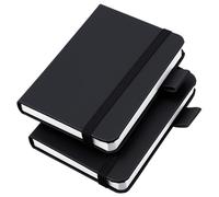 Bremorou 2 Pack Mini Leather Pocket Notebook Set 3" x 4" Small Journal Notebook Hardcover with Thick Lined Paper, Pocket Sized Notepad for Office Home School Writing Supplies (Black)