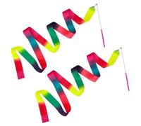 Bremorou 2 Pcs Gymnastics Ribbon For Kids 78 Inch Sparkling Dance Ribbon Streamer Gymnastics Ribbon With Wand Twirling Dancing Ribbons Rhythmic Long Ribbon Streamers For Girls Adults (Gradient)