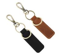Bremorou 2 Pcs Leather Keyrings & Keychains Genuine Leather Keychain With Belt Loop Clip Key Fob Universal Car Keyring Holder For Men And Women Keys Car Accessories（Black、Brown）