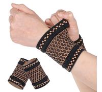 Bremorou 2 Pcs Wrist Compression Support Copper Bracelet Wrist Brace Elastic Wrist Strap Support Sleeve Wrist Braces Compression Wrist Brace Wrist Supports For Sport Fitness Workout Typing