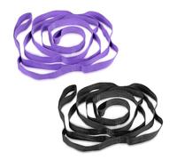 Bremorou 2 Pcs Yoga Straps for Stretching, Non Elastic Yoga Belt, Non Stretch Strap for Exercise Stretching Straps Loops, Gymnastics Stretch Band With Loops for Physical Therapy(Black,Purple)