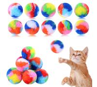 Bremorou 20 Pcs Cat Pom Pom Balls Cat Wrestling Toy Puppet Toy Kitty Yarn Puffs Assorted Color Small Plush Soft Balls Fuzzy Kitty Training Ball For Playing Pet Exercising
