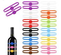 Bremorou 24 Pcs Silicone Wine Cups Drink Markers Cup Markers For Drinks Stretchable Marker Glass Cup Wine Glass Bottle Strip Tag Marker Drink Identifiers For Party Strip Tag For Beer Bottle Mug Jar