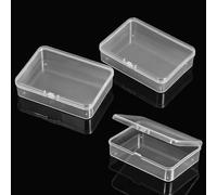 Bremorou 2Pcs Mini Plastic Storage Containers Box With Lid Clear Rectangular Plastic Storage Containers Box Small Travel Case For Small Items Beads Jewelry Cards Crafts 4.13x2.95x0.98 Inches