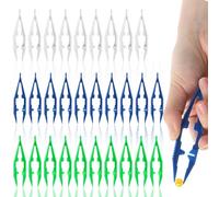 Bremorou 30 Piece Plastic Craft Tweezers For Kids Fine Point Bead Tweezers Assorted Colors Craft Forceps Tools For Dried Flowers Handmade Diy Beading Projects Jewelry Making White, Green, Blue