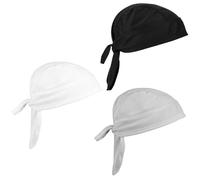 Bremorou 3Pcs Do Rag For Men - Lightweight Sweat Wicking Head Wrap Motorcycle Dew Rag Helmet Liner Cap Cotton Doo Rag Cooling Skull Cap Bandana Head Wrap for Men and Women