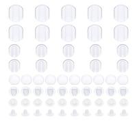 Bremorou 60 Pieces Clip On Earring Cushion Pads 6 Sizes Silicone Clip-On Earring Backs Clear Silicone Comfort Cushions Earring Covers for Sports Clips On Earrings（Clear）