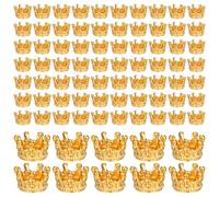 Bremorou 80 Pcs Mini Gold Crown Beads For Crafts 3d Alloy King Crown Beads, Vintage Crown Charms For Jewelry Necklace Bracelet Making Supplies Tiny For Diy Projects