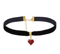 Bremorou Black Choker Necklace For Women, Love Red Heart Choker Adjustable Velvet Soft Collar Chain Gothic Necklace For Halloween Cosplay Party Jewelry