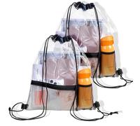 Bremorou Clear Drawstring Backpack 2 Pack Clear Drawstring Bag Stadium Approved See Through Transparent Pvc Drawstring Backpack, Stadium Approved For Concerts Sports Travel And Work (Black)