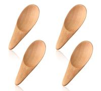 Bremorou Pack of 4 Mini Wooden Spoons, 7 cm, Small Wooden Spoons, Salt Spoons, Small Mini Spice Spoons, Wooden Cooking Spoons, Small for Salt, Dessert Spoon, Teaspoon, Sugar Spoon, Jam, Honey, Coffee