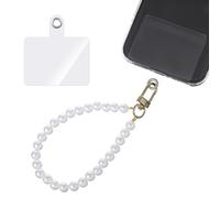 Bremorou Pearl Keychain Wristlet Versatile Faux Pearl Keychain Straps For Women Key Chain & Phone Strap Cute Beaded Wristlet Accessory For Wome Girls Purse Wallet Bag Charm