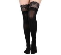 Bremorou Plus Size Thigh High Stockings for Women, Black Lace Anti-Slip Stay Up Sheer Pantyhose, Thigh Highs Plus Size, Lingerie Stockings, Thighs Highs Pantyhose Nylon