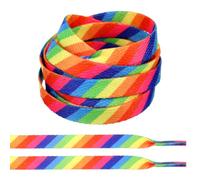 Bremorou Rainbow Shoelaces Striped Shoe Laces Colorful Diagonal Flat Tie Dye Patterned Shoe Lace Fun Printed Shoelaces(Multicolor)