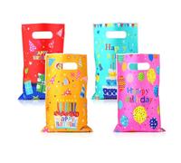Brencco 50 PCS Party Bags for Kids Party, 4 Color Plastic Gift Bag Colorful Gift Goodies Bags, Perfect for Kids Birthday Party-16.5x25 cm