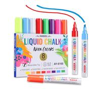Brencco Chalk Pens for Blackboards, 6 mm Liquid Chalk Pens, Window Markers for Whiteboard, Blackboard, Windows, Glass, Slate, Ceramic, Freezer Bag