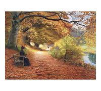 Brendekilde Wooded Path Autumn Fall Painting Extra Large Art Print Wall Mural Poster Premium XL